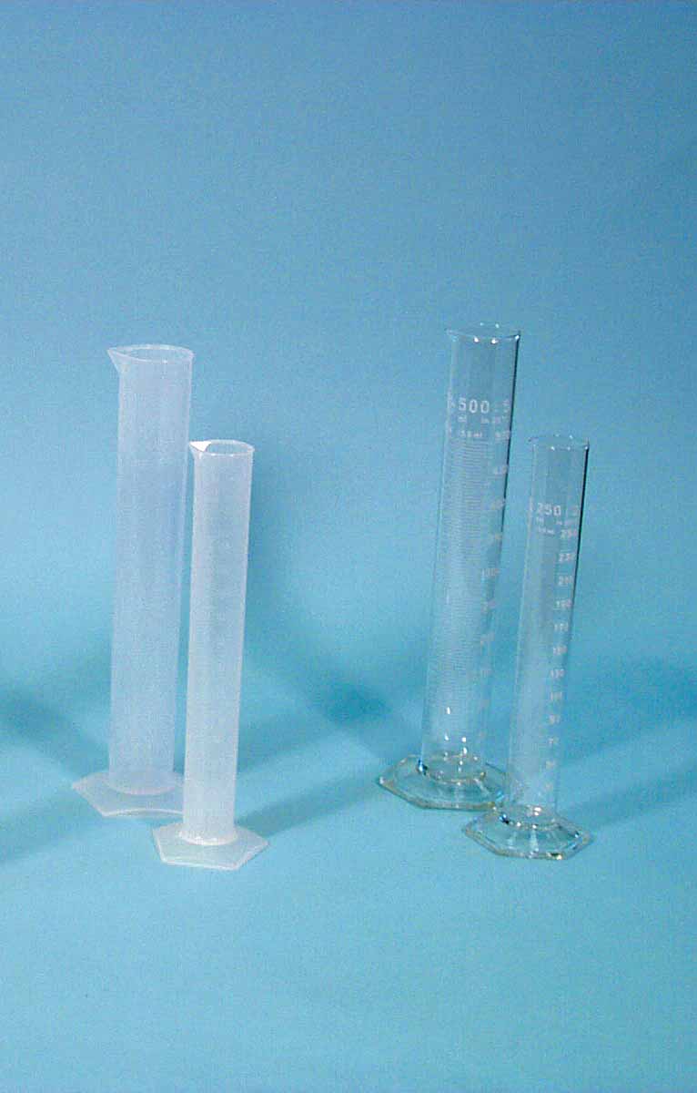 Measuring cylinders with spout, opaque plastic 25 ml